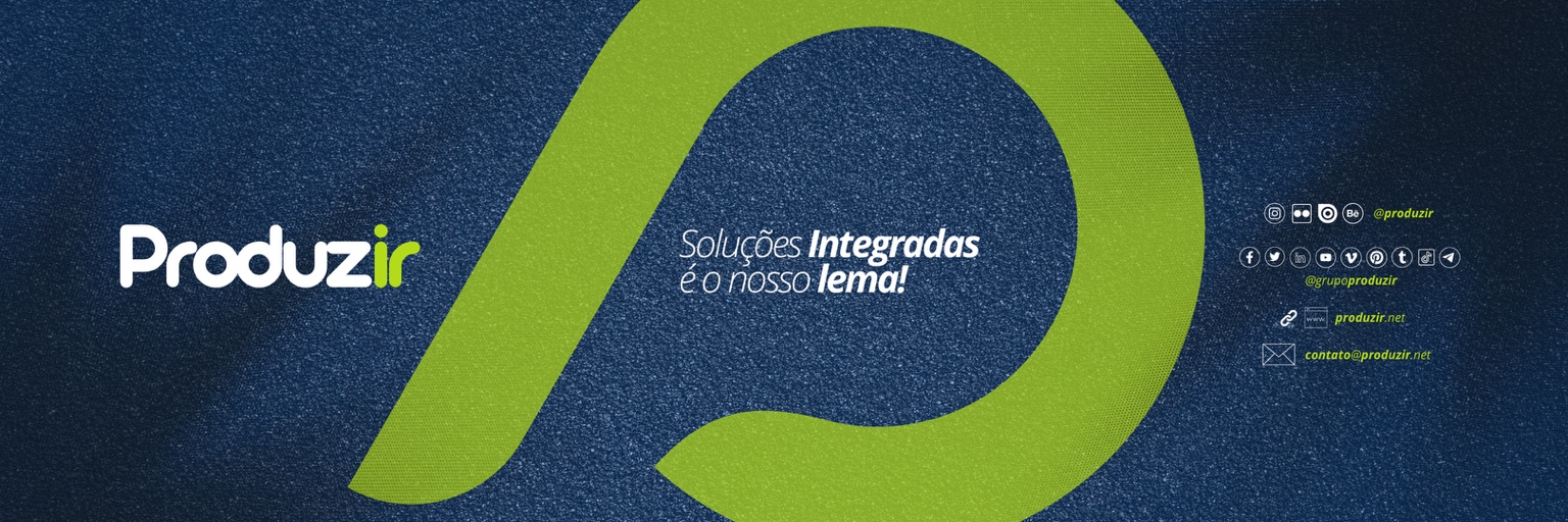 Tríade visual da Produzir em azul, verde e branco